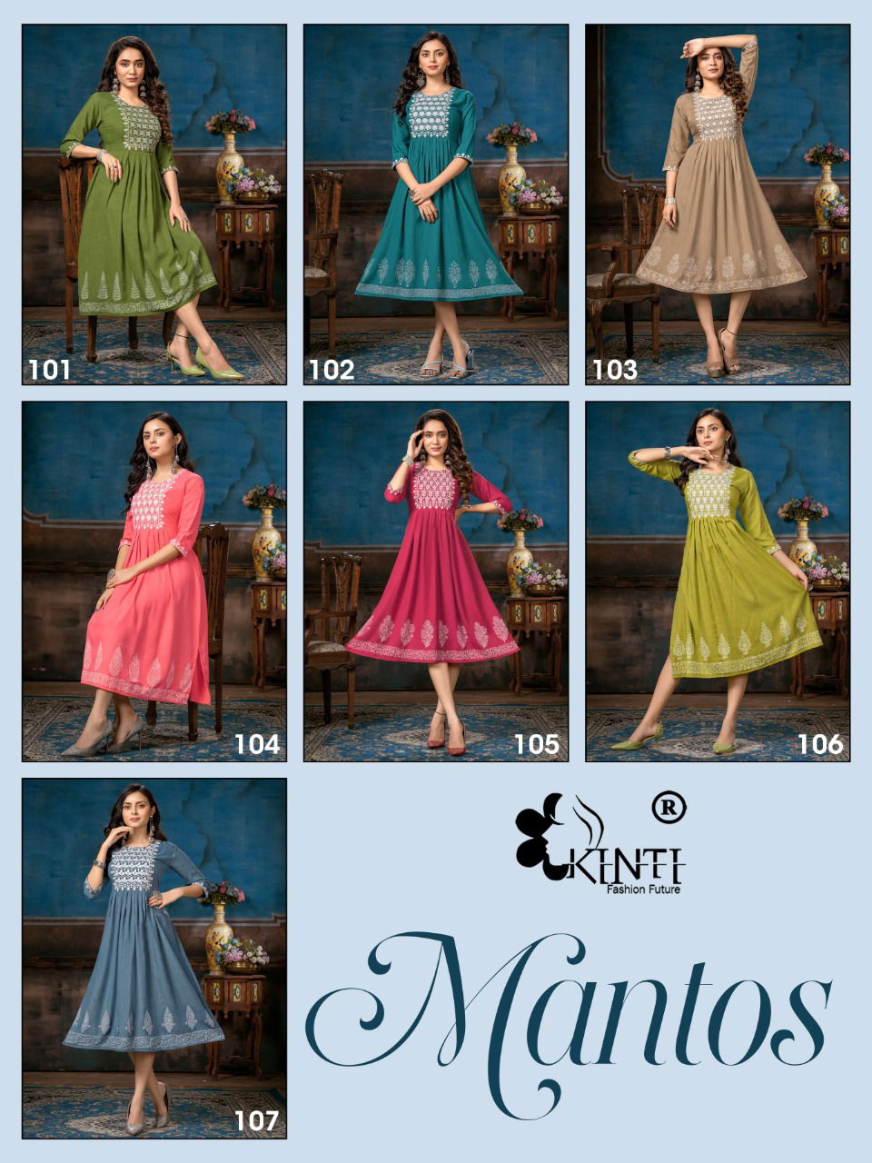 Kinti Mantos Designer Fancy Ethnic Wear Embroidery Kurti Collection